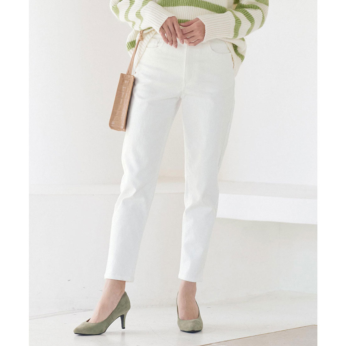 コウベレタス KOBE LETTUCE ハイライズストレッチデニム [M2753],ホワイト