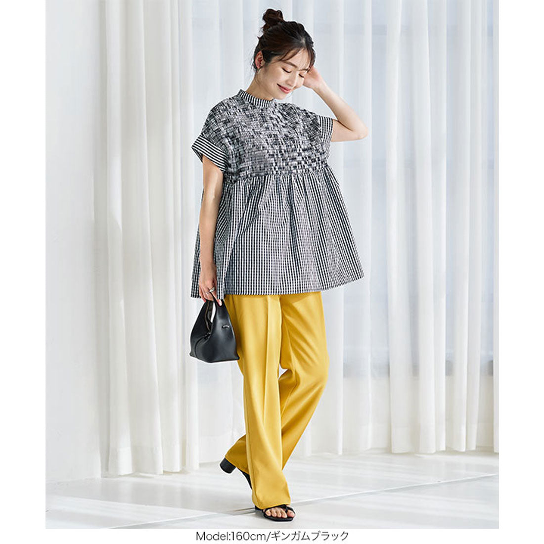 コウベレタス KOBE LETTUCE 胸元シャーリングトップス [C6077] （ブラック） ブラック