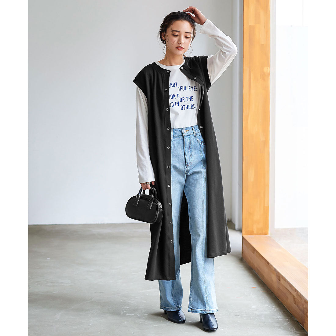 コウベレタス KOBE LETTUCE 前後2wayスウェットジレワンピース [E3145],ブラック