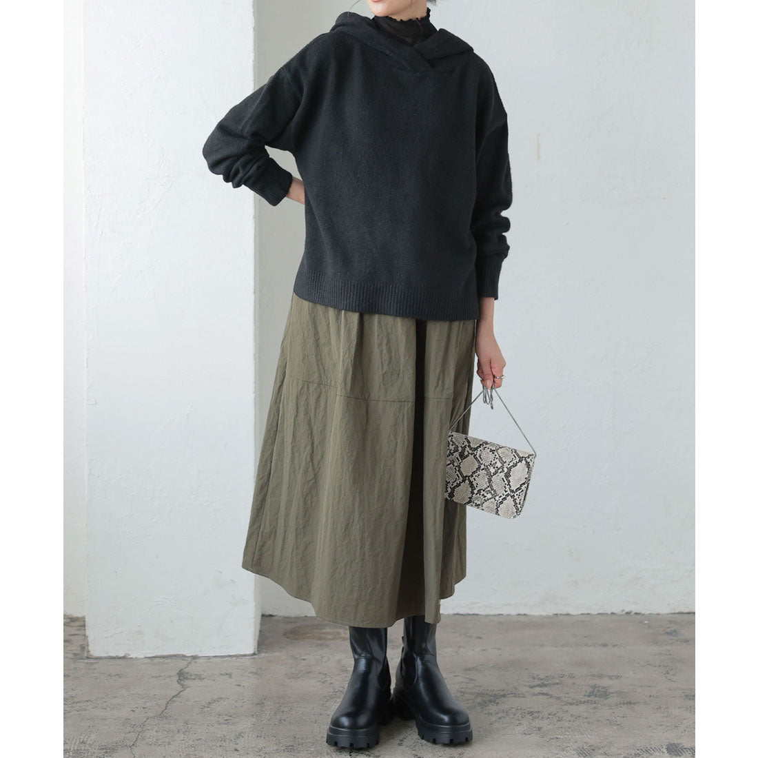 KOBE LETTUCE Washable Yak-style Hoodie Knit Top [C6302]