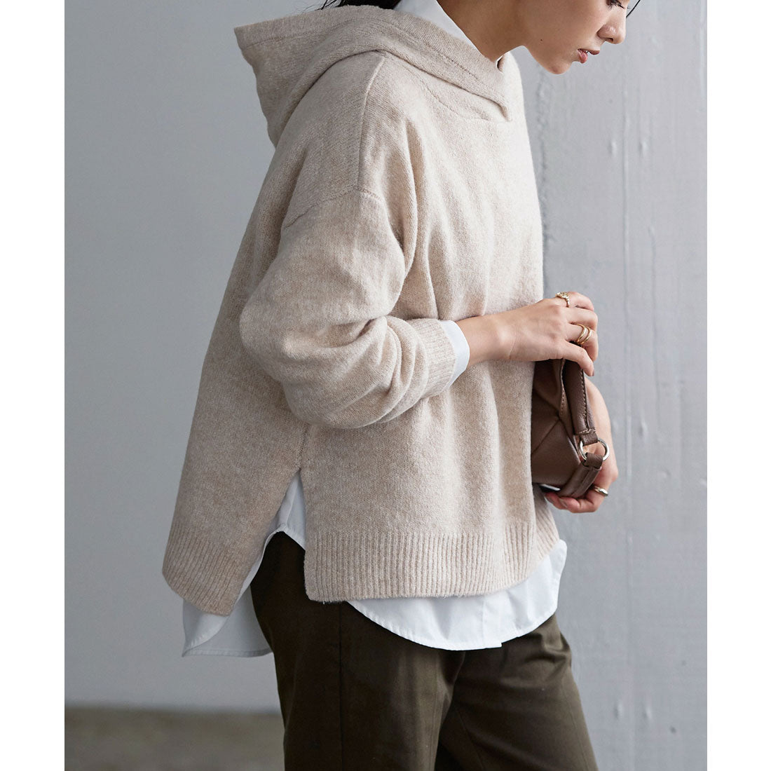 KOBE LETTUCE Washable Yak-style Hoodie Knit Top [C6302]