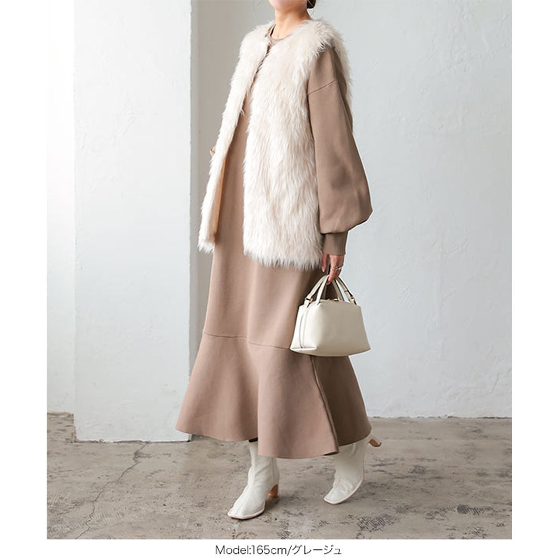 コウベレタス KOBE LETTUCE ボリュームスリーブスポンジニットマーメイドワンピース [E3122]