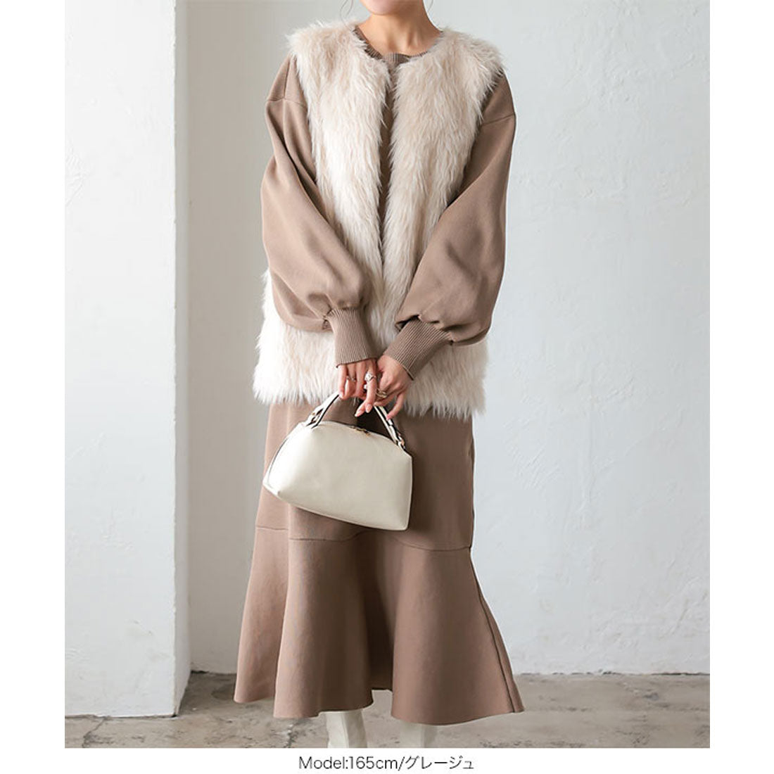 コウベレタス KOBE LETTUCE ボリュームスリーブスポンジニットマーメイドワンピース [E3122]