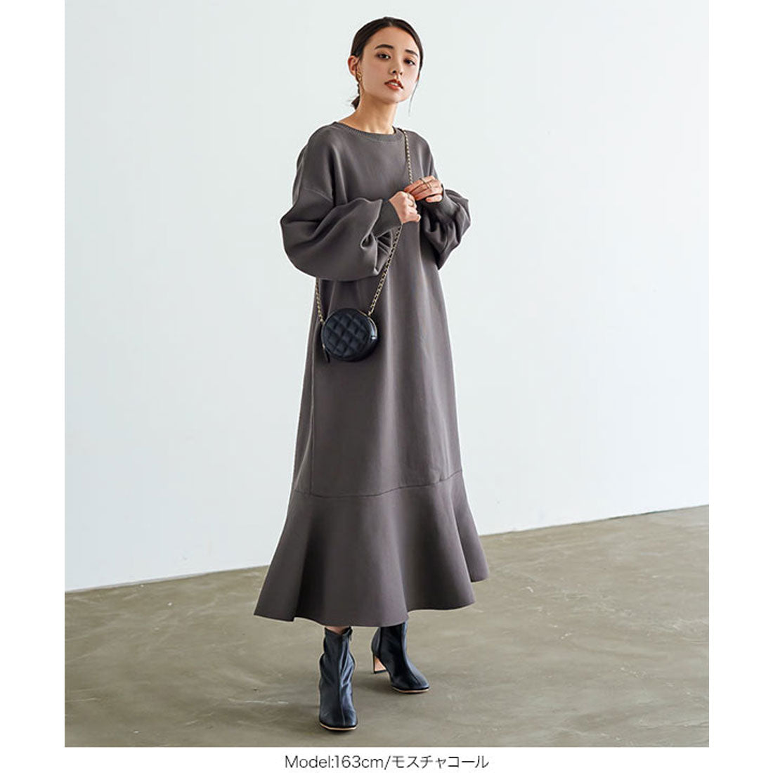 コウベレタス KOBE LETTUCE ボリュームスリーブスポンジニットマーメイドワンピース [E3122]