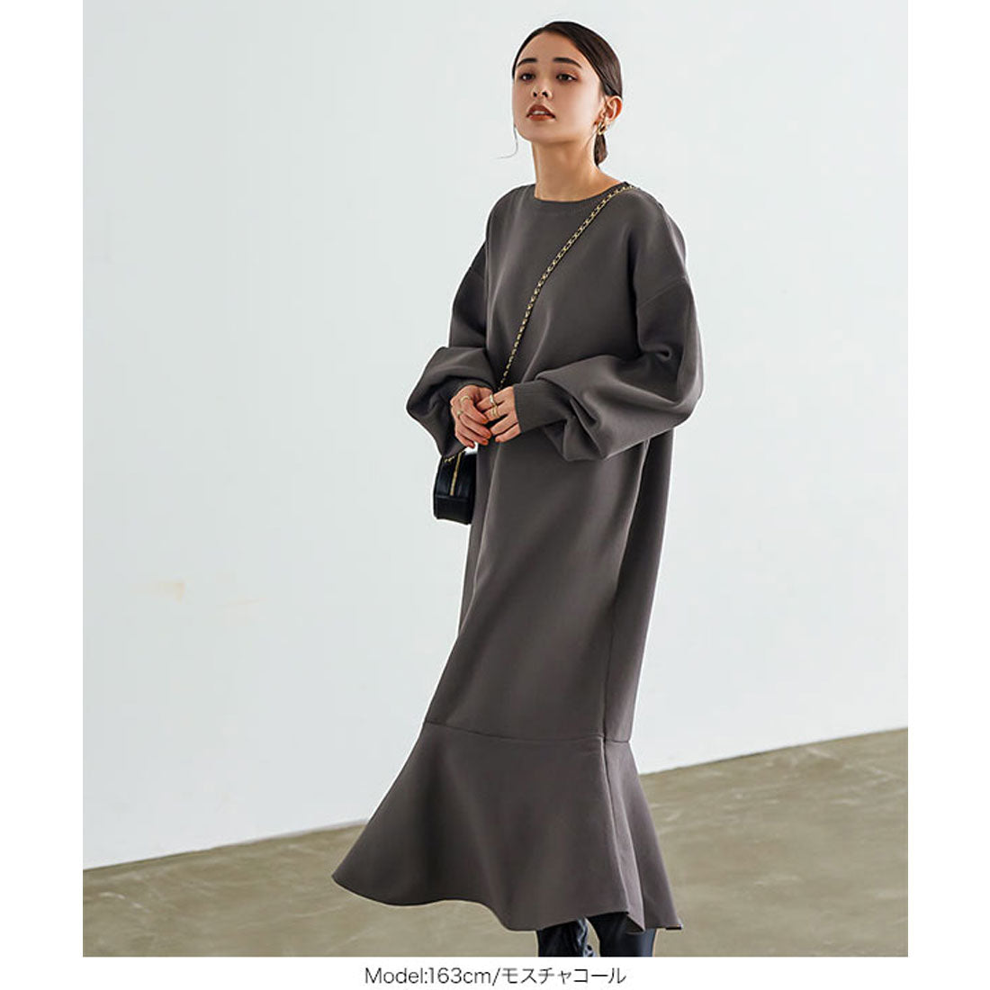 コウベレタス KOBE LETTUCE ボリュームスリーブスポンジニットマーメイドワンピース [E3122]