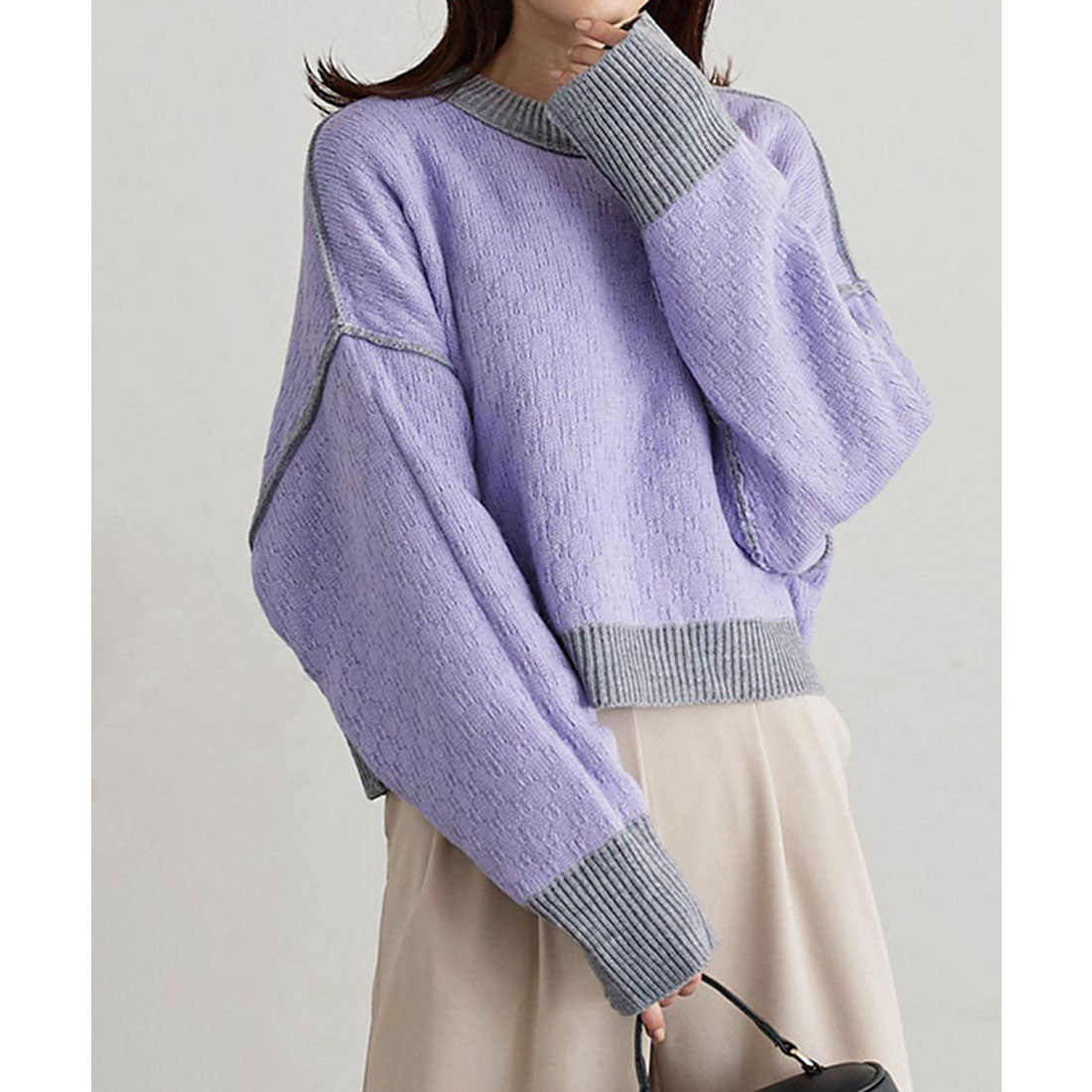 コウベレタス KOBE LETTUCE リバーシブルニットプルオーバー [C6208],グレー×パープル