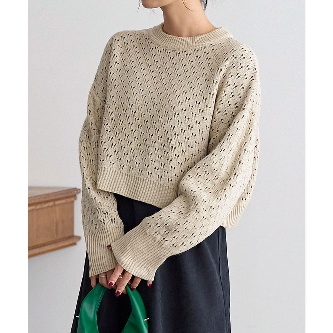 コウベレタス KOBE LETTUCE リバーシブルニットプルオーバー [C6208],ベージュ×ブラウン