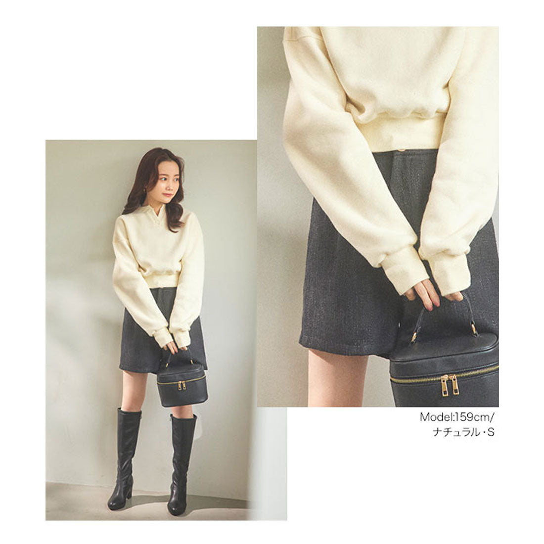 コウベレタス KOBE LETTUCE [ 水越みさとさんコラボ ]キーネック裏起毛トップス [C6517] （ブラック） ブラック