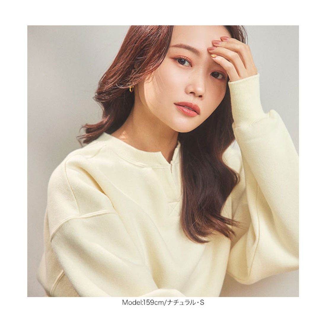 コウベレタス KOBE LETTUCE [ 水越みさとさんコラボ ]キーネック裏起毛トップス [C6517] （ブラック） ブラック