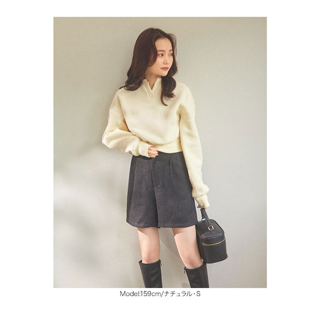 コウベレタス KOBE LETTUCE [ 水越みさとさんコラボ ]キーネック裏起毛トップス [C6517] （ブラック） ブラック