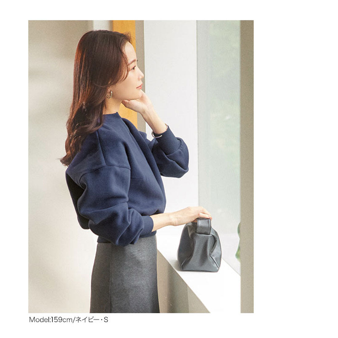 コウベレタス KOBE LETTUCE [ 水越みさとさんコラボ ]キーネック裏起毛トップス [C6517] （ブラック） ブラック