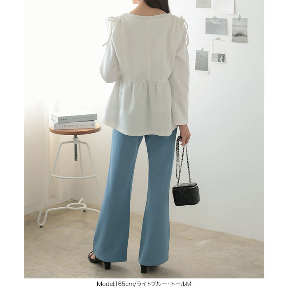 コウベレタス KOBE LETTUCE [ ストレッチ×ノーアイロン ]細見えストレッチセミフレアパンツ【プチ】 [M3848]