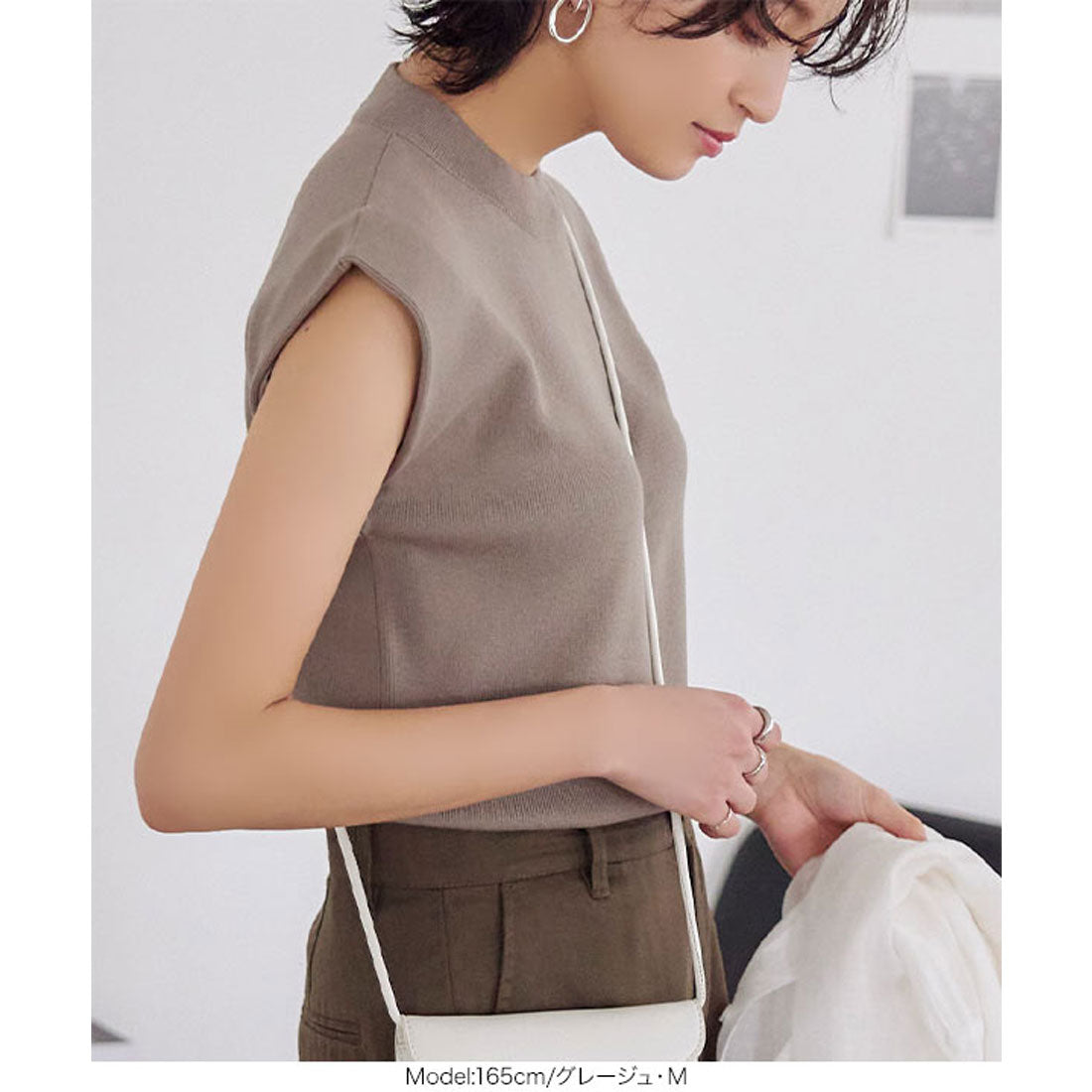 コウベレタス KOBE LETTUCE 二重スリーブモックネックニットトップス [C6610]