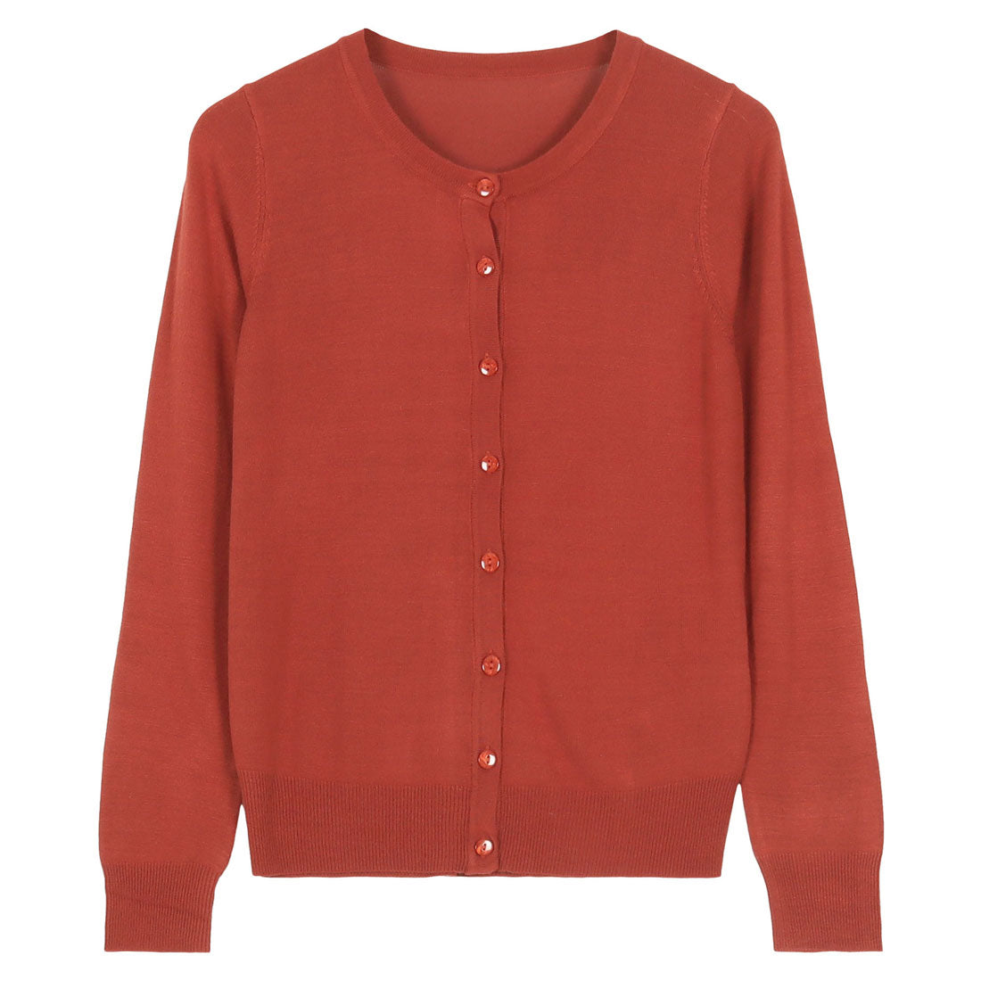 コウベレタス KOBE LETTUCE シルクタッチ&ウォッシャブルプレーンカーディガン【丸首ミディアム丈】 [選べる3タイプ] [C1053] （テラコッタオレンジ） テラコッタオレンジ