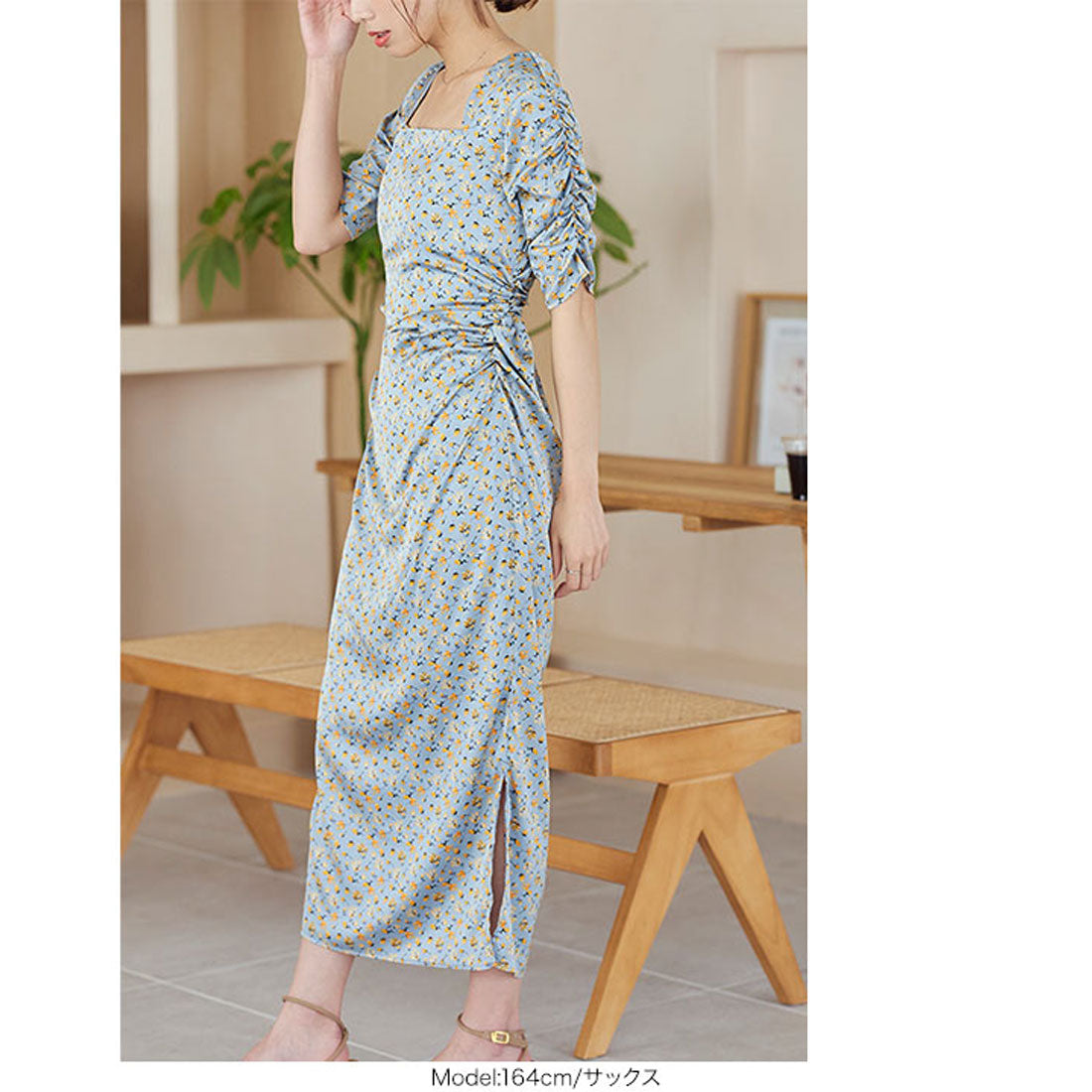 KOBE LETTUCE Optical Flower Dress for a slender look [E3283]