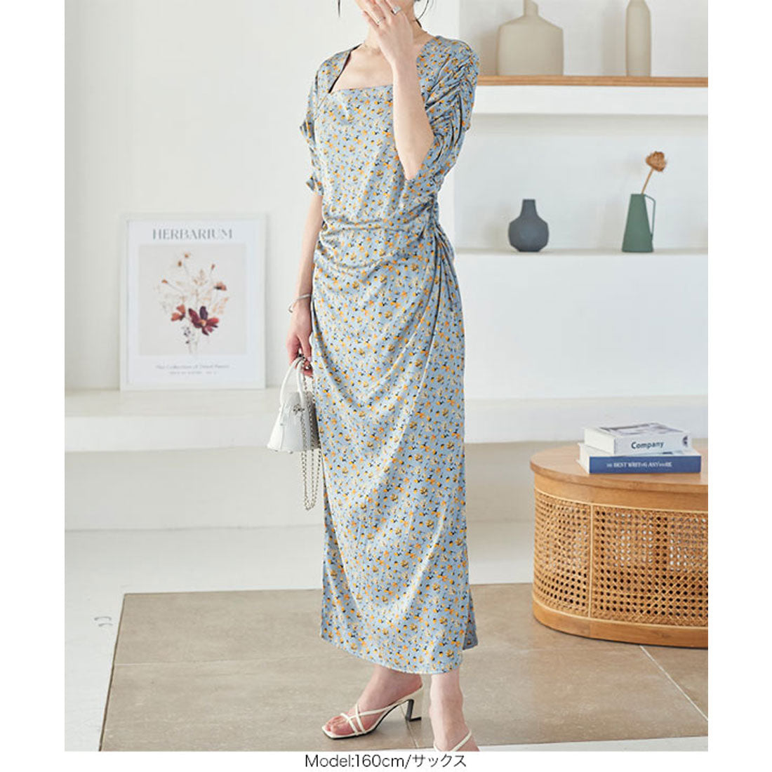 KOBE LETTUCE Optical Flower Dress for a slender look [E3283]