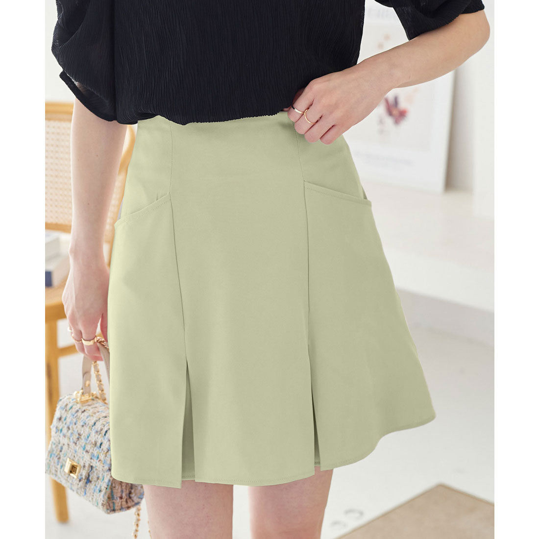 コウベレタス KOBE LETTUCE ボックスプリーツパンツ裏地ミニスカート [M3891]