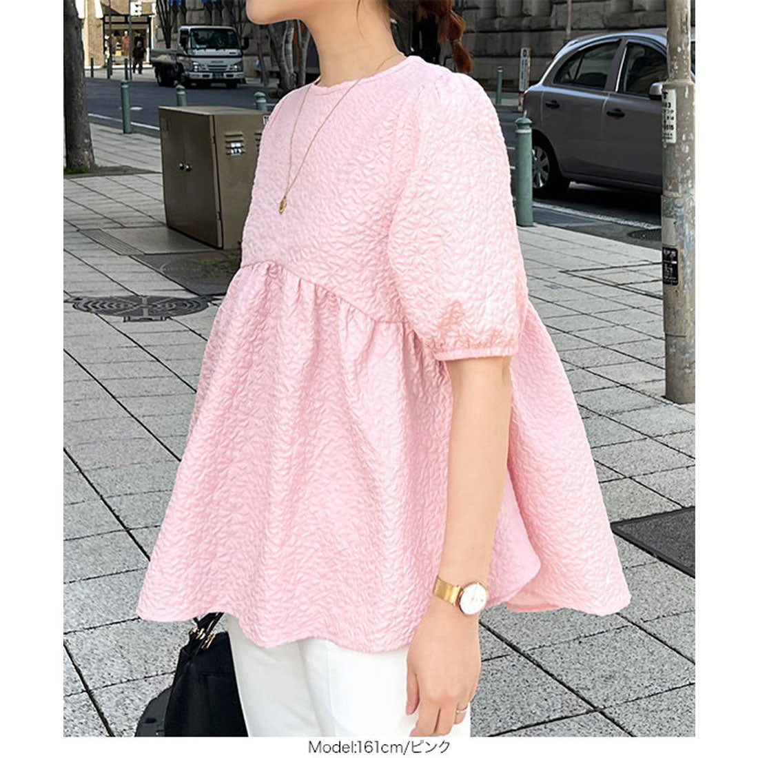 コウベレタス KOBE LETTUCE バックリボンペプラムトップス【クルーネック】 [C6339] （ネイビーグリーン） ネイビーグリーン