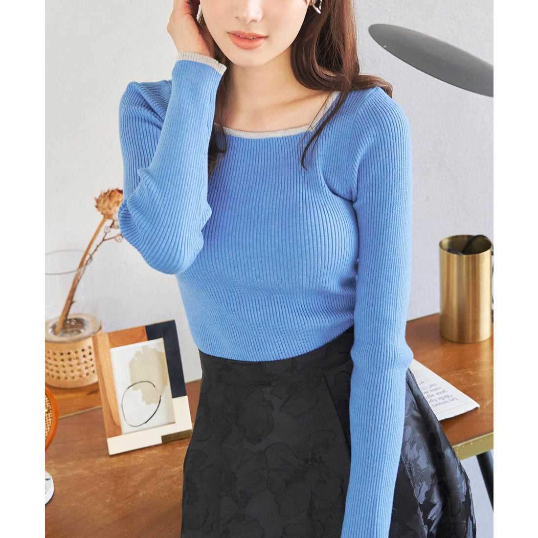 KOBE LETTUCE Rib knit top [Choose from 2 types x 2 sizes] [Square neck] [C6821]