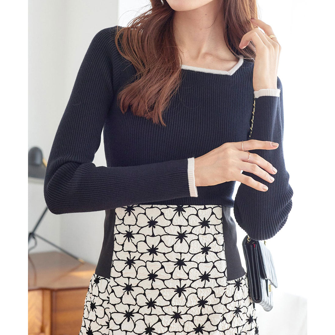 KOBE LETTUCE Rib knit top [Choose from 2 types x 2 sizes] [Square neck] [C6821]