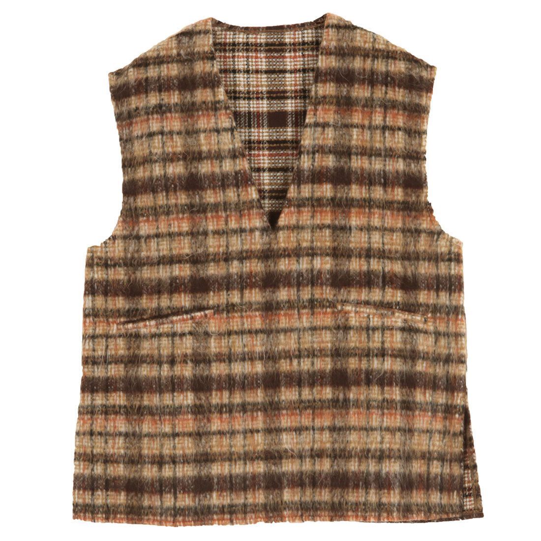 KOBE LETTUCE V-neck shaggy long vest [C6903]