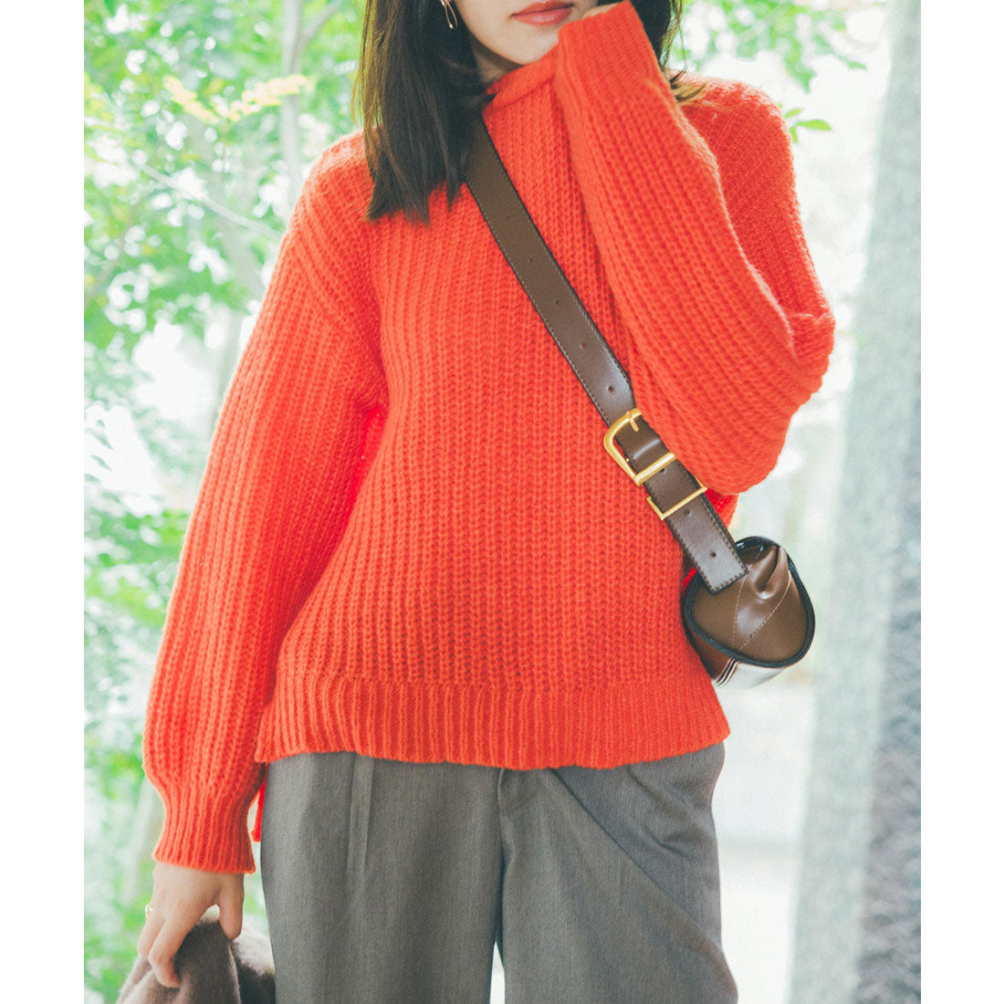 KOBE LETTUCE Brushed knit top [mock neck] [C6848]