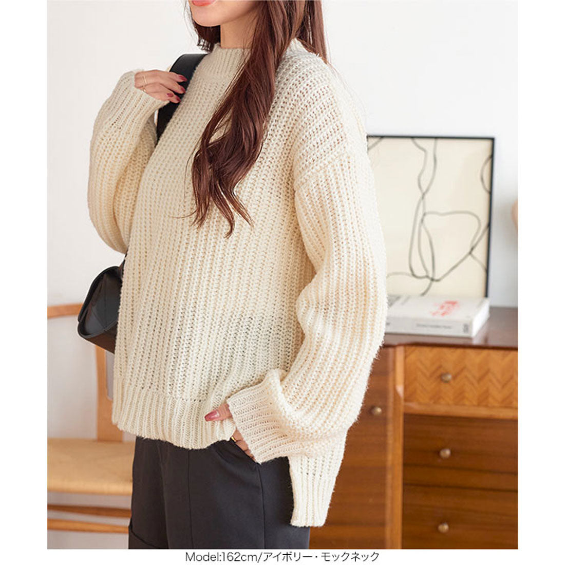 KOBE LETTUCE Brushed knit top [mock neck] [C6848]