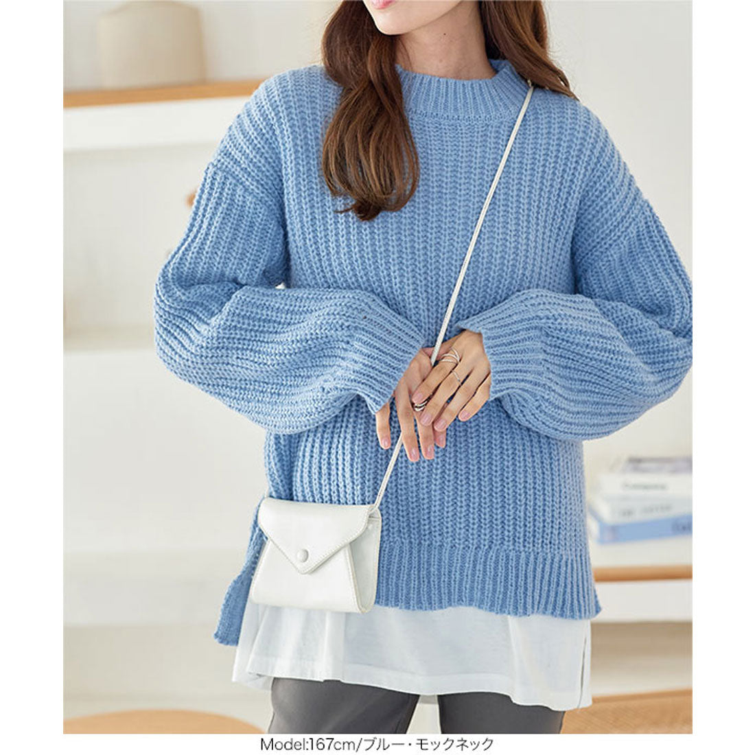 KOBE LETTUCE Brushed knit top [mock neck] [C6848]