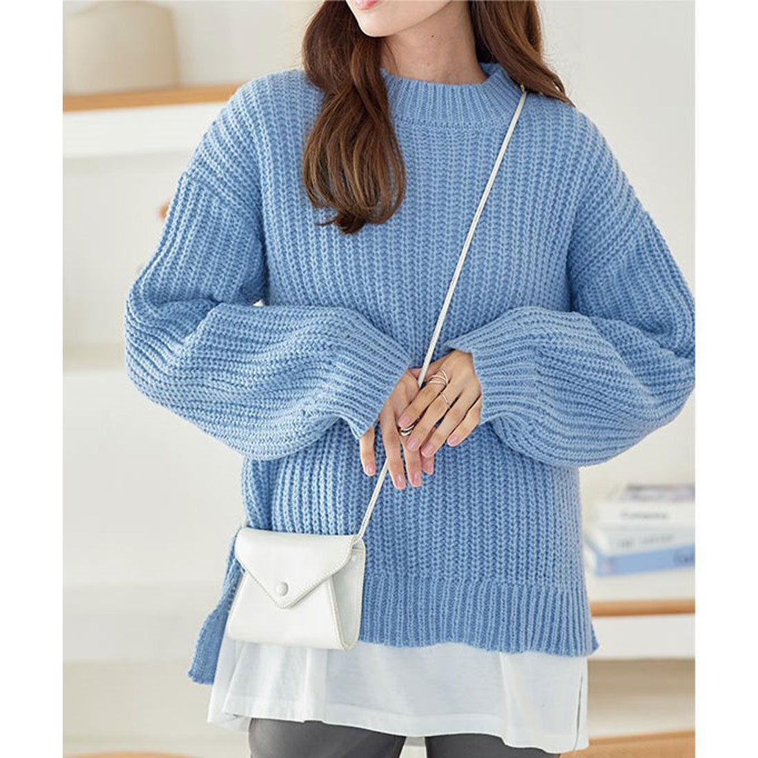 KOBE LETTUCE Brushed knit top [mock neck] [C6848]