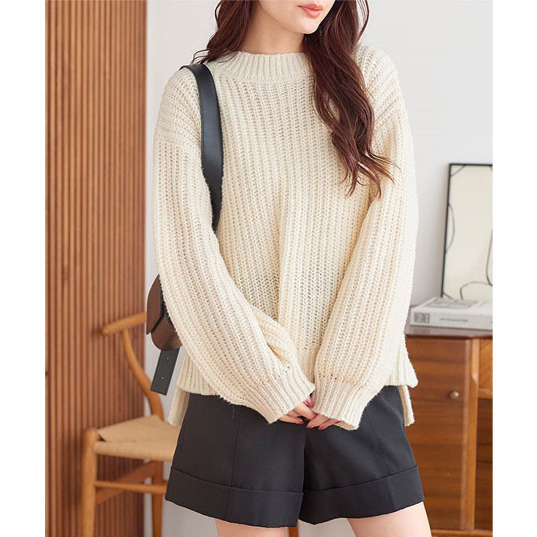 KOBE LETTUCE Brushed knit top [mock neck] [C6848]