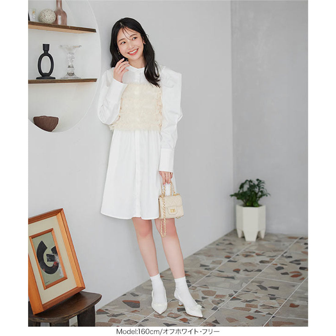 コウベレタス KOBE LETTUCE パワショルモックネックペプラムミニワンピース [E3382]