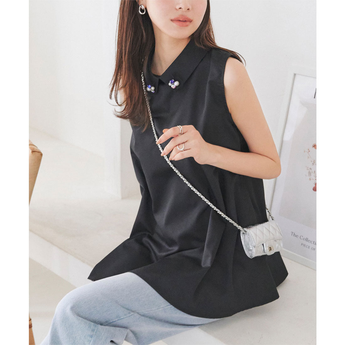 KOBE LETTUCE KOBE LETTUCE Bijou Motif Chibi Collar Tunic Blouse [C7171]
