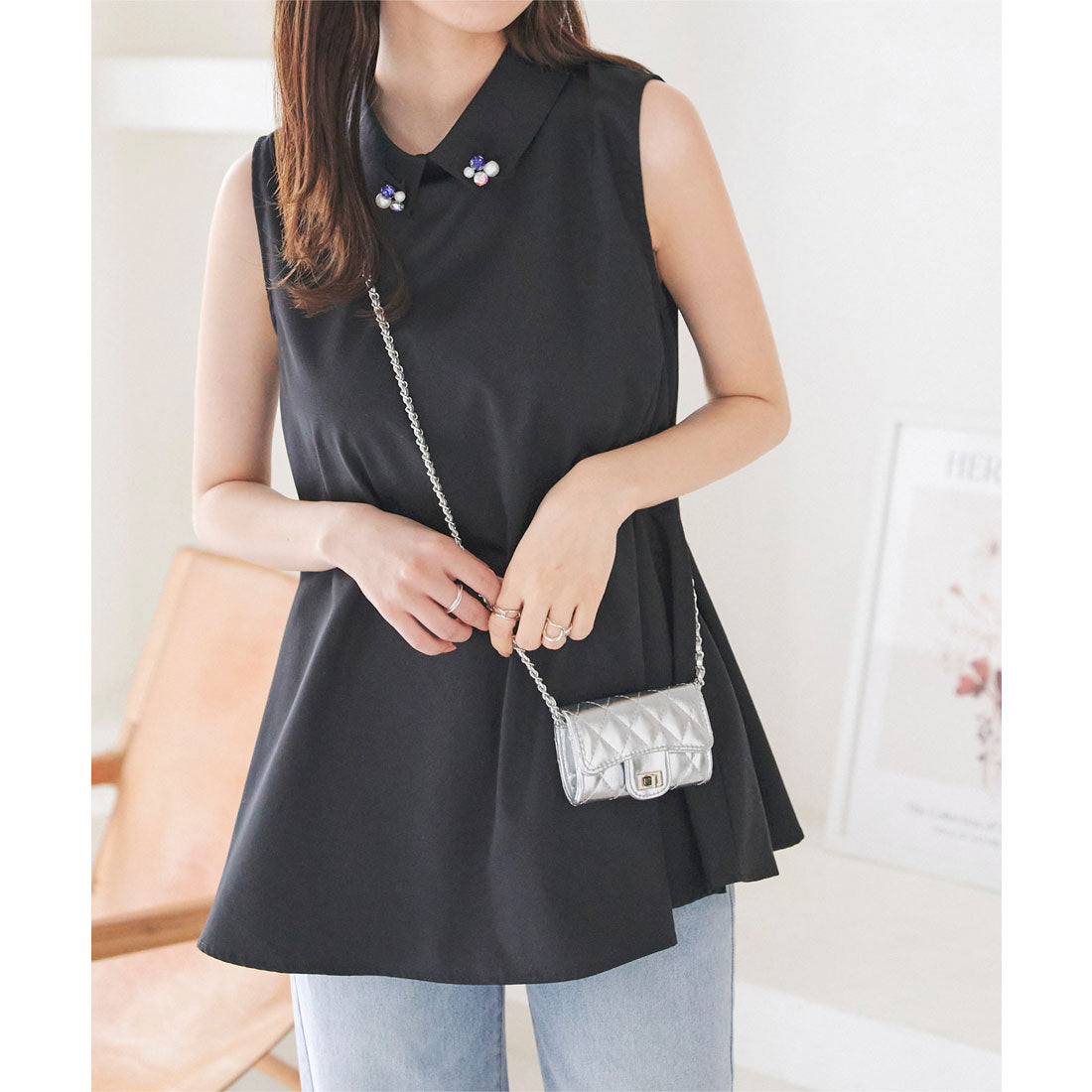 KOBE LETTUCE KOBE LETTUCE Bijou Motif Chibi Collar Tunic Blouse [C7171]