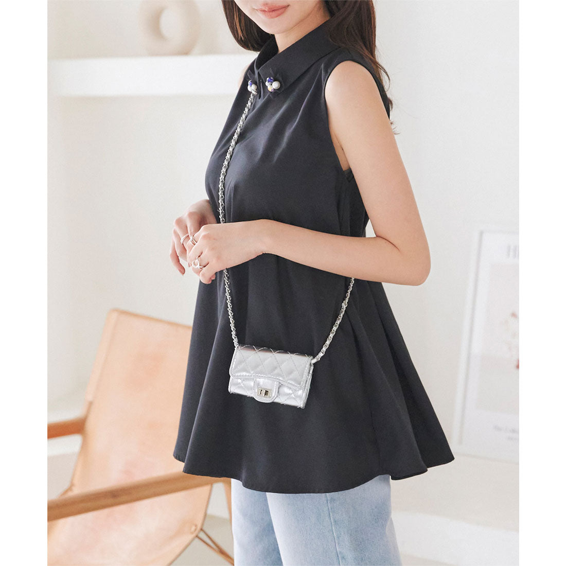 KOBE LETTUCE KOBE LETTUCE Bijou Motif Chibi Collar Tunic Blouse [C7171]