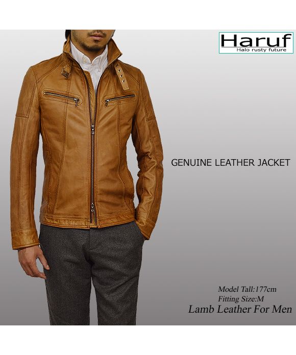 Haruf Leather Jacket Riders Jacket Leather Jacket Men's Genuine Leathe