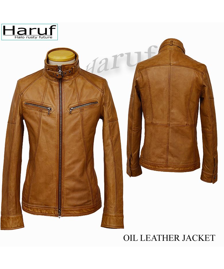 ハルフ Haruf レザージャケット ライダースジャケット 革ジャン メンズ 本革 シングルライダース 革ジャケット ラムレザー TQPOS1