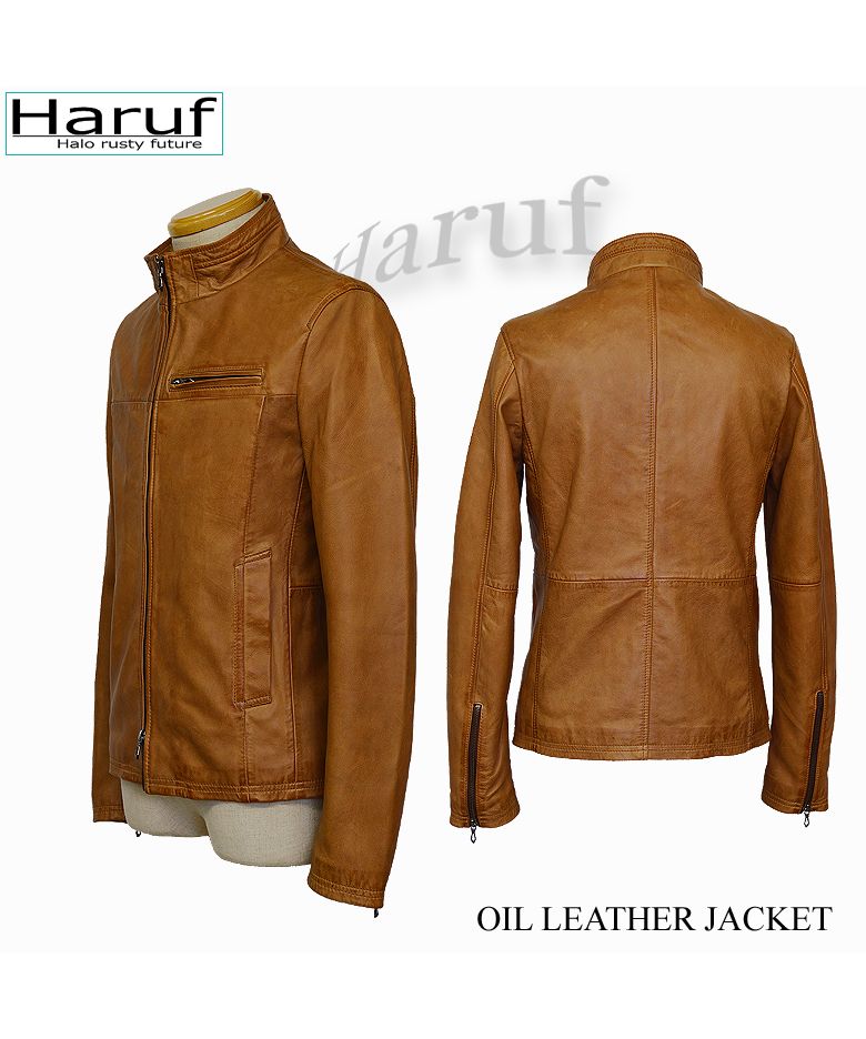ハルフ Haruf レザージャケット ライダースジャケット 革ジャン メンズ 本革 シングルライダース 革ジャケット ラムレザー TQPOS2