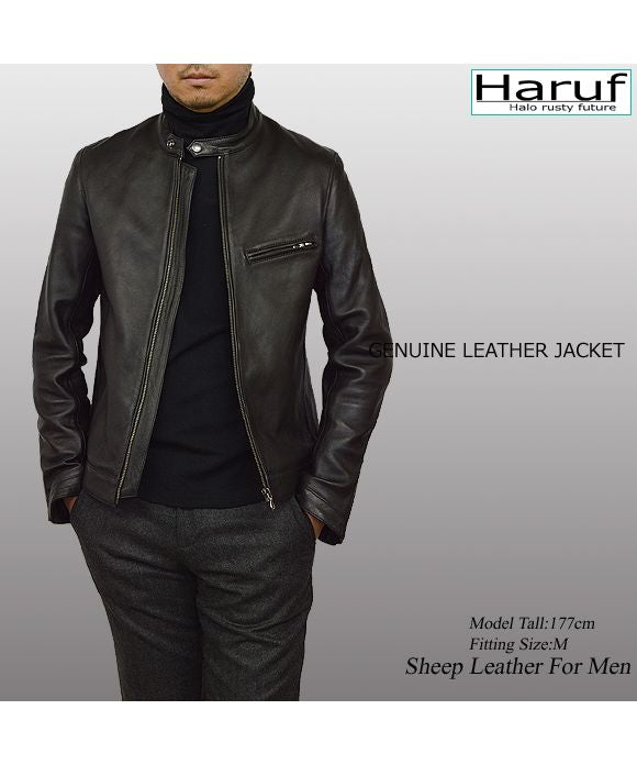 ハルフ Haruf 本革 レザージャケット ライダースジャケット 革ジャン メンズ シングルライダース シンプル おしゃれ 秋冬 春 メンズアウター RS2