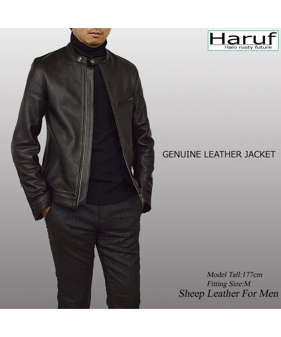 ハルフ Haruf 本革 レザージャケット ライダースジャケット 革ジャン メンズ シングルライダース シンプル おしゃれ 秋冬 春 メンズアウター RS2
