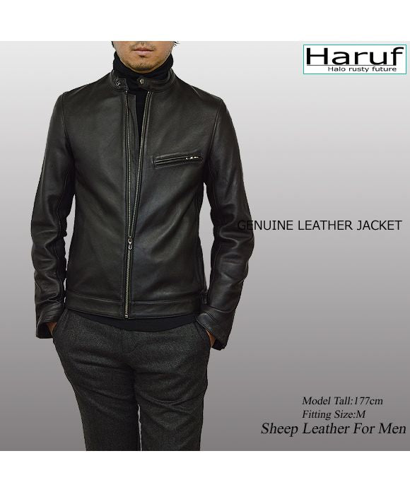 ハルフ Haruf 本革 レザージャケット ライダースジャケット 革ジャン メンズ シングルライダース シンプル おしゃれ 秋冬 春 メンズアウター RS2