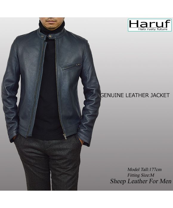ハルフ Haruf 本革 レザージャケット ライダースジャケット 革ジャン メンズ シングルライダース シンプル おしゃれ 秋冬 春 メンズアウター RS2