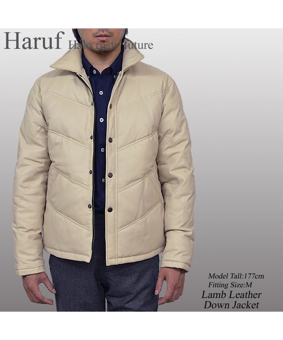 ハルフ Haruf 本革 ダウンジャケット ダウンコート レザージャケット 革ジャン シングルライダースジャケット メンズ 秋冬 MM07L
