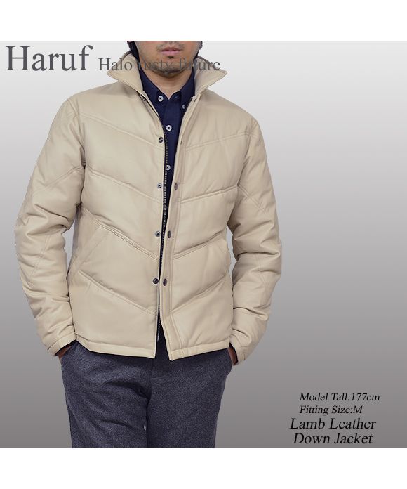 ハルフ Haruf 本革 ダウンジャケット ダウンコート レザージャケット 革ジャン シングルライダースジャケット メンズ 秋冬 MM07L