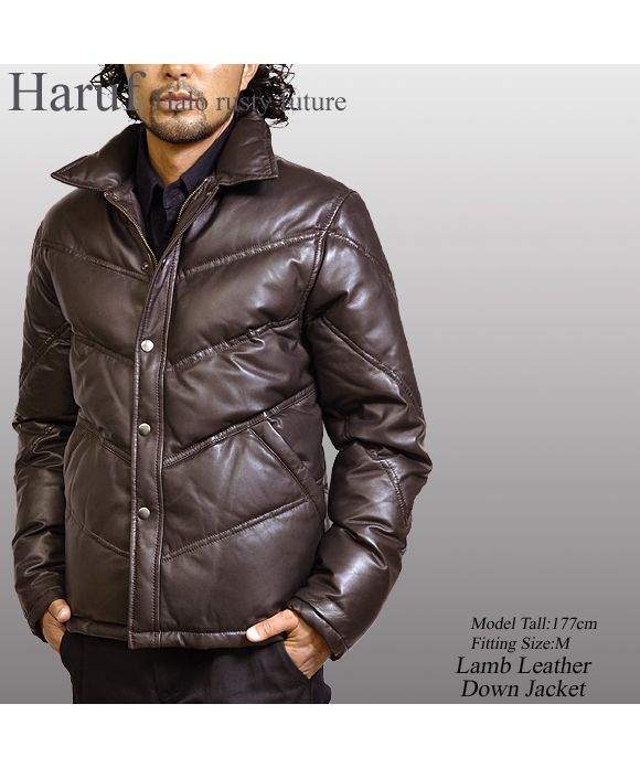 ハルフ Haruf 本革 ダウンジャケット ダウンコート レザージャケット 革ジャン シングルライダースジャケット メンズ 秋冬 MM07L