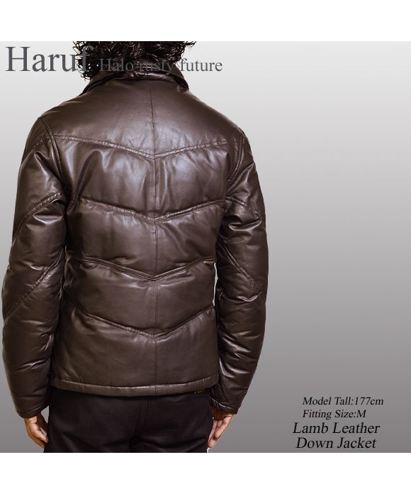 ハルフ Haruf 本革 ダウンジャケット ダウンコート レザージャケット 革ジャン シングルライダースジャケット メンズ 秋冬 MM07L