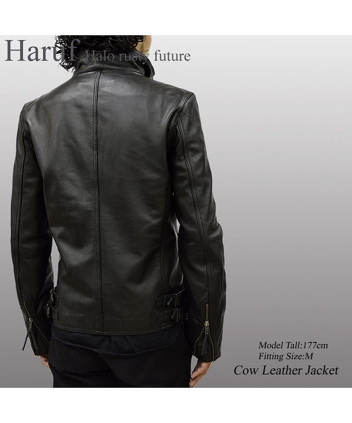 ハルフ Haruf 本革 シングルライダースジャケット メンズ レザージャケット 革ジャン 皮ジャン 本革ジャケット 大きいサイズ バイクジャケット USA18