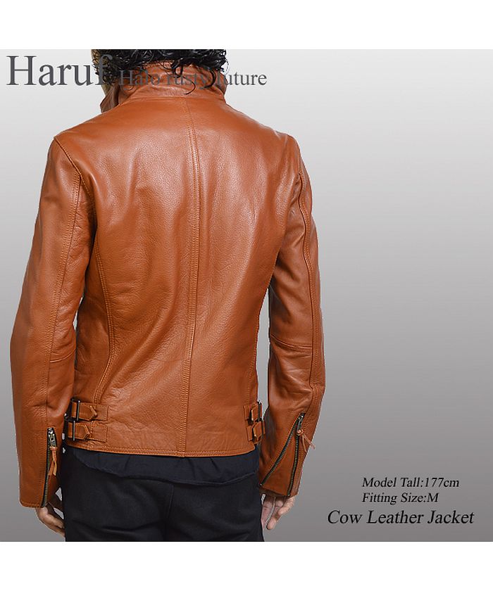 ハルフ Haruf 本革 シングルライダースジャケット メンズ レザージャケット 革ジャン 皮ジャン 本革ジャケット 大きいサイズ バイクジャケット USA18