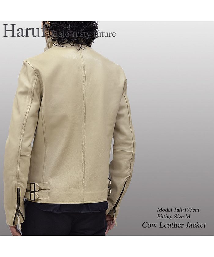 ハルフ Haruf 本革 シングルライダースジャケット メンズ レザージャケット 革ジャン 皮ジャン 本革ジャケット 大きいサイズ バイクジャケット USA18