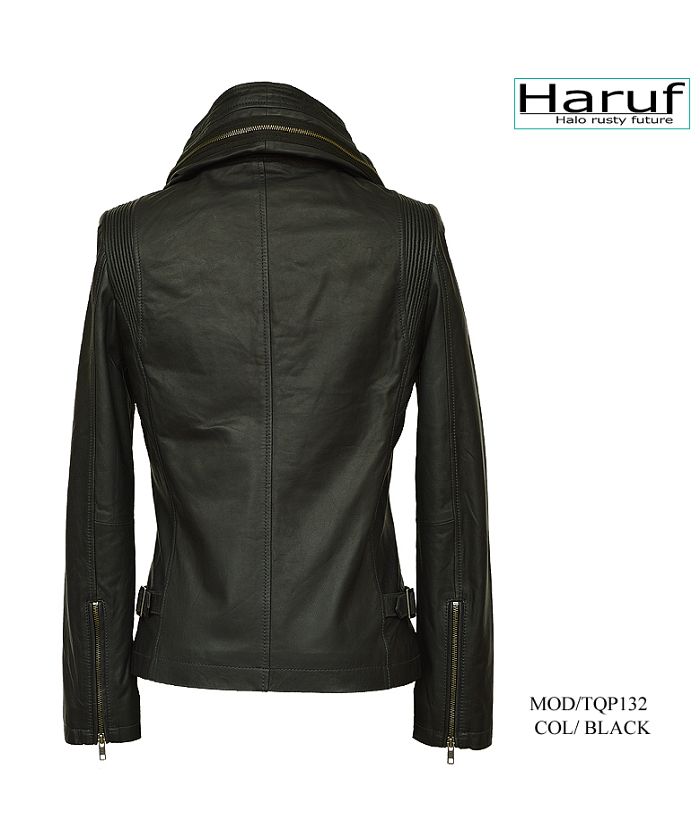ハルフ Haruf レザージャケット ライダースジャケット 革ジャン メンズ 本革 フード パーカー ラムレザー オイルレザー 皮ジャン シンプル TQPUSA132