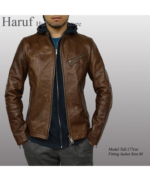ハルフ Haruf 本革 レザージャケット シングルライダースジャケット 革ジャン メンズ ホースハイド 馬革 秋冬 US192H